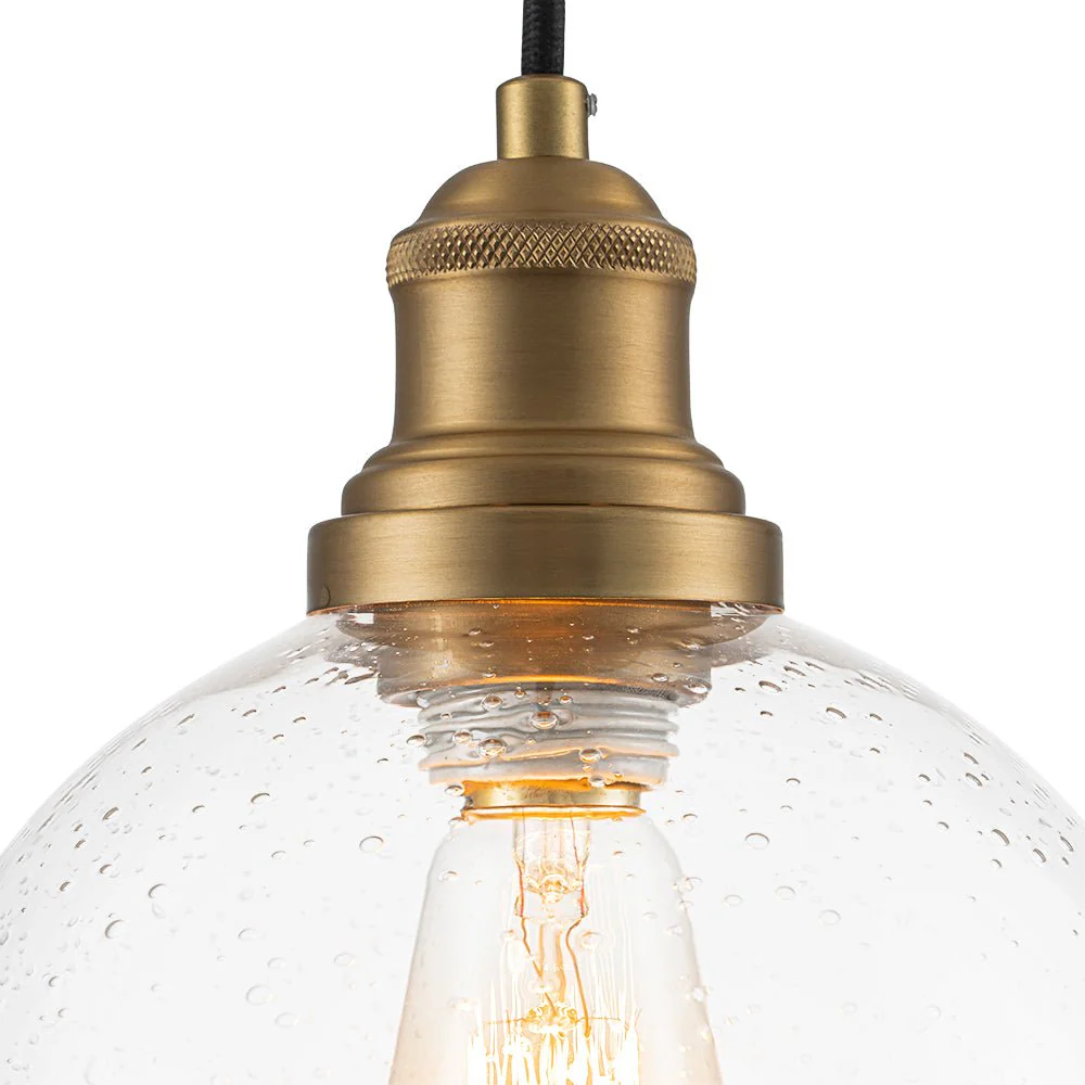 1-Light Corded Seeded Glass Globe Kitchen Pendant Light - Image 11