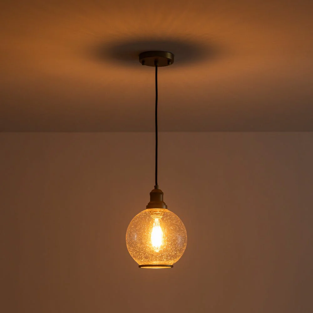 1-Light Corded Seeded Glass Globe Kitchen Pendant Light - Image 18