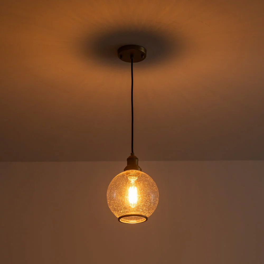 1-Light Corded Seeded Glass Globe Kitchen Pendant Light - Image 19