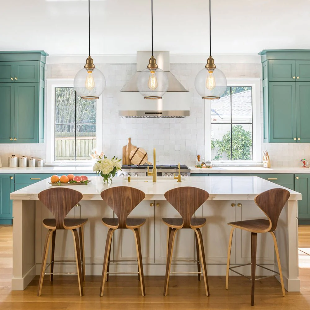1-Light Corded Seeded Glass Globe Kitchen Pendant Light - Image 2