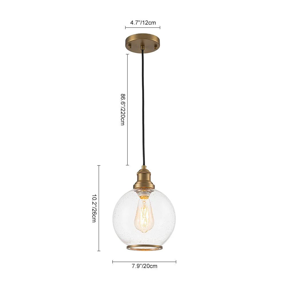 1-Light Corded Seeded Glass Globe Kitchen Pendant Light - Image 20