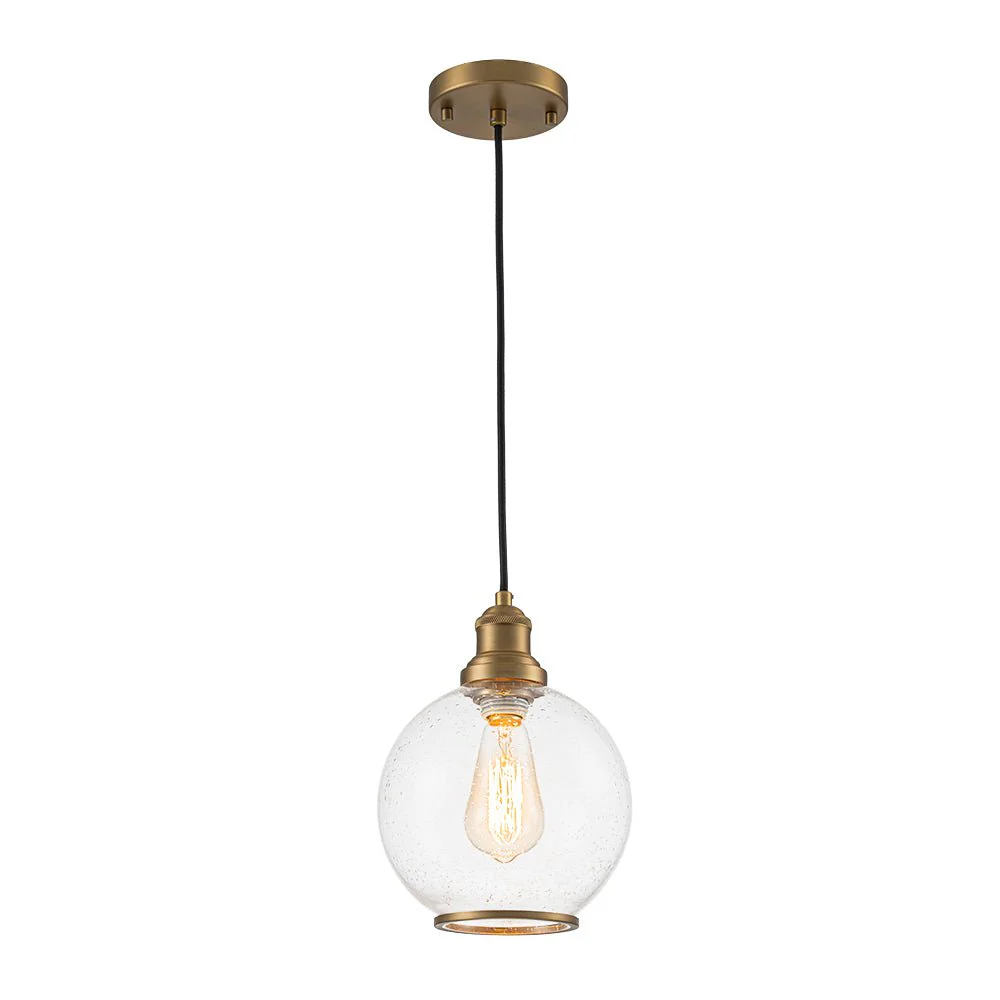 1-Light Corded Seeded Glass Globe Kitchen Pendant Light - Image 3