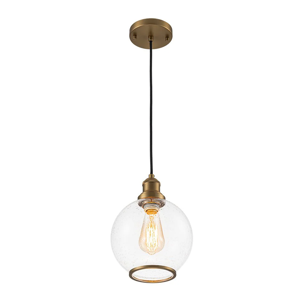 1-Light Corded Seeded Glass Globe Kitchen Pendant Light - Image 7