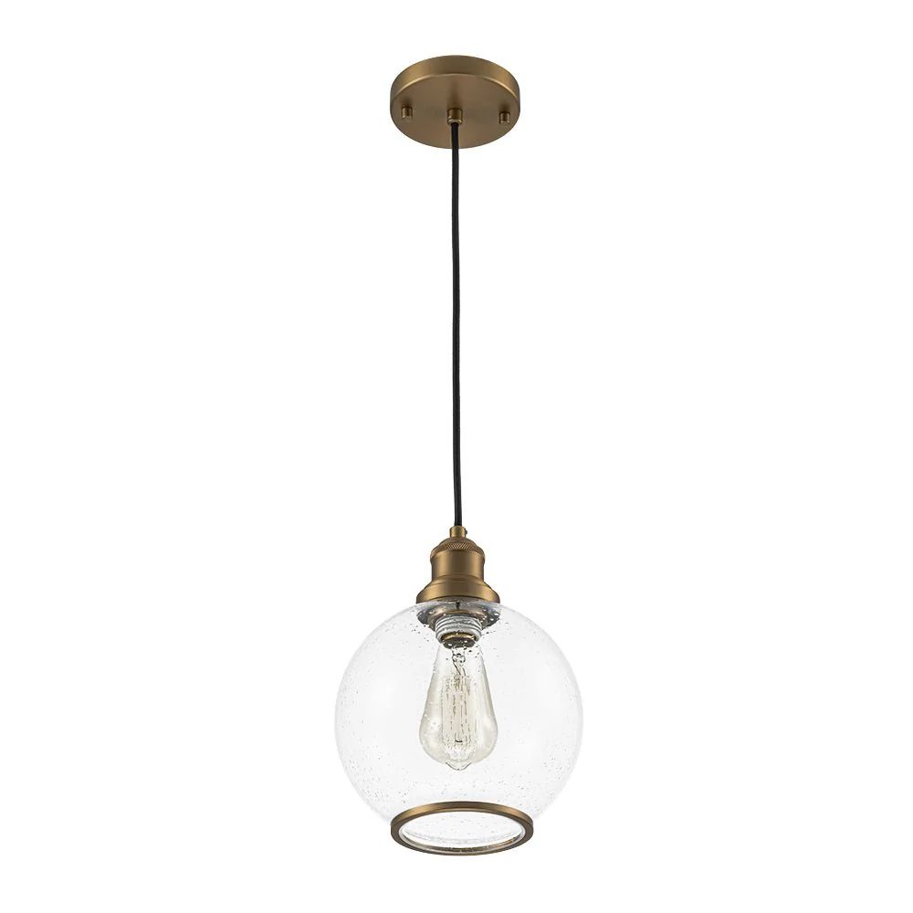 1-Light Corded Seeded Glass Globe Kitchen Pendant Light - Image 8
