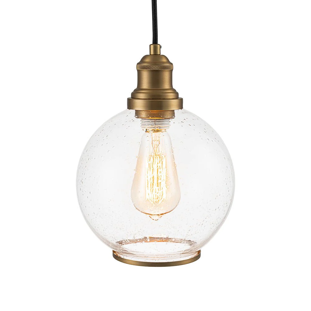 1-Light Corded Seeded Glass Globe Kitchen Pendant Light - Image 9