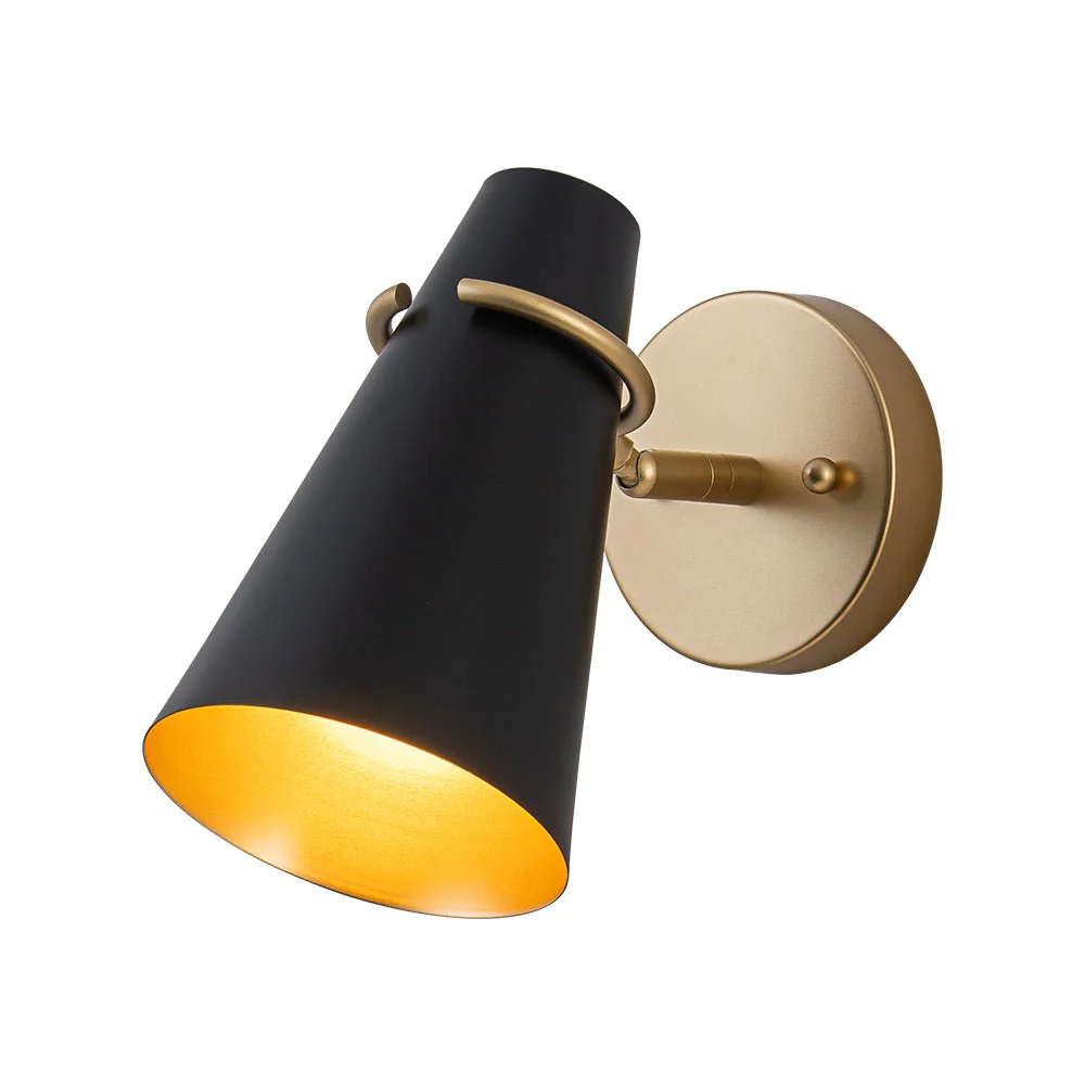 1-Light Adjustable Head Metal Cone Vanity Wall Sconce - Image 13