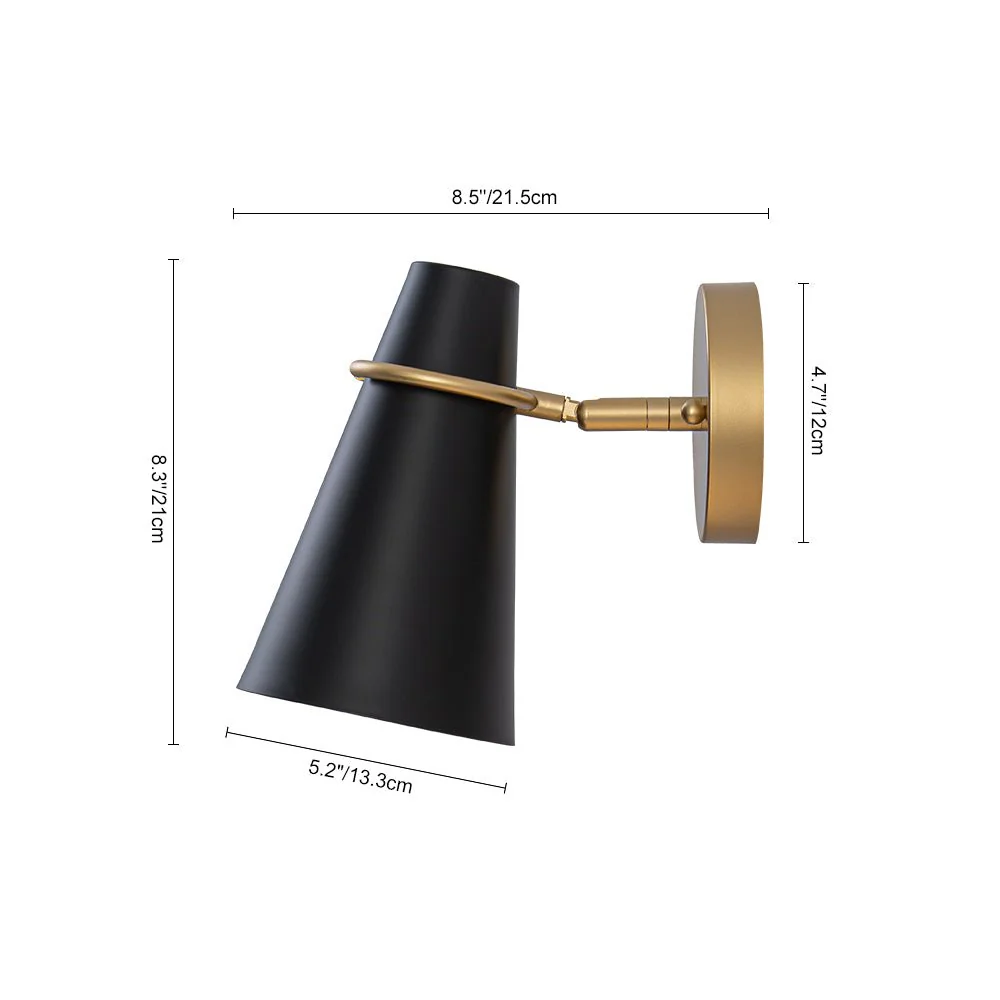1-Light Adjustable Head Metal Cone Vanity Wall Sconce - Image 8