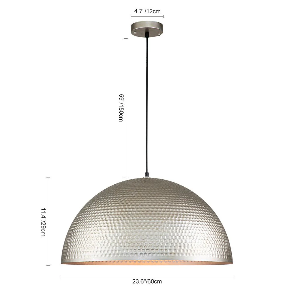 1-Light Antique Oversized Hammered Dome Pendant Light - Image 12