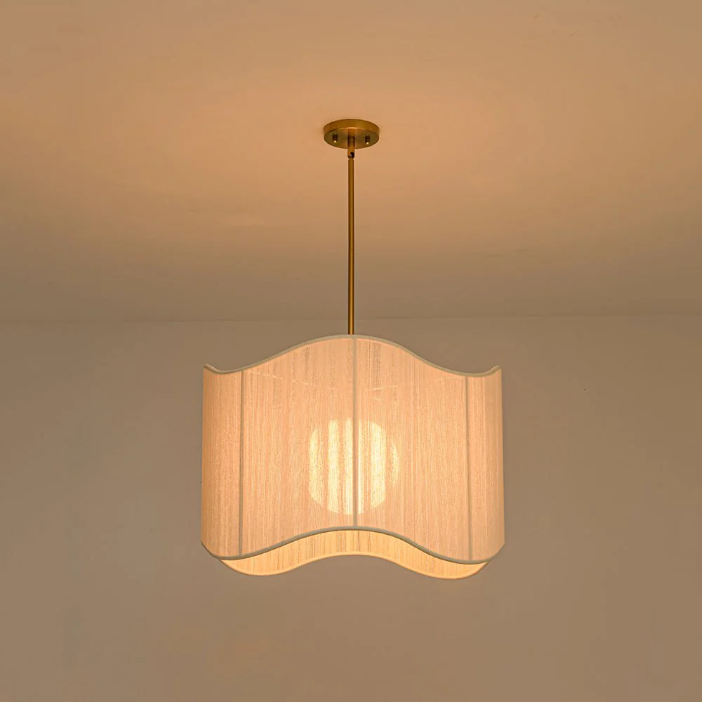 1-Light Beige Woven Thread Wavy Drum Cage Chandelier - Image 15