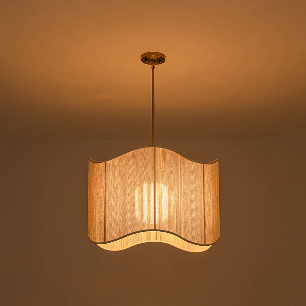 1-Light Beige Woven Thread Wavy Drum Cage Chandelier - Image 16