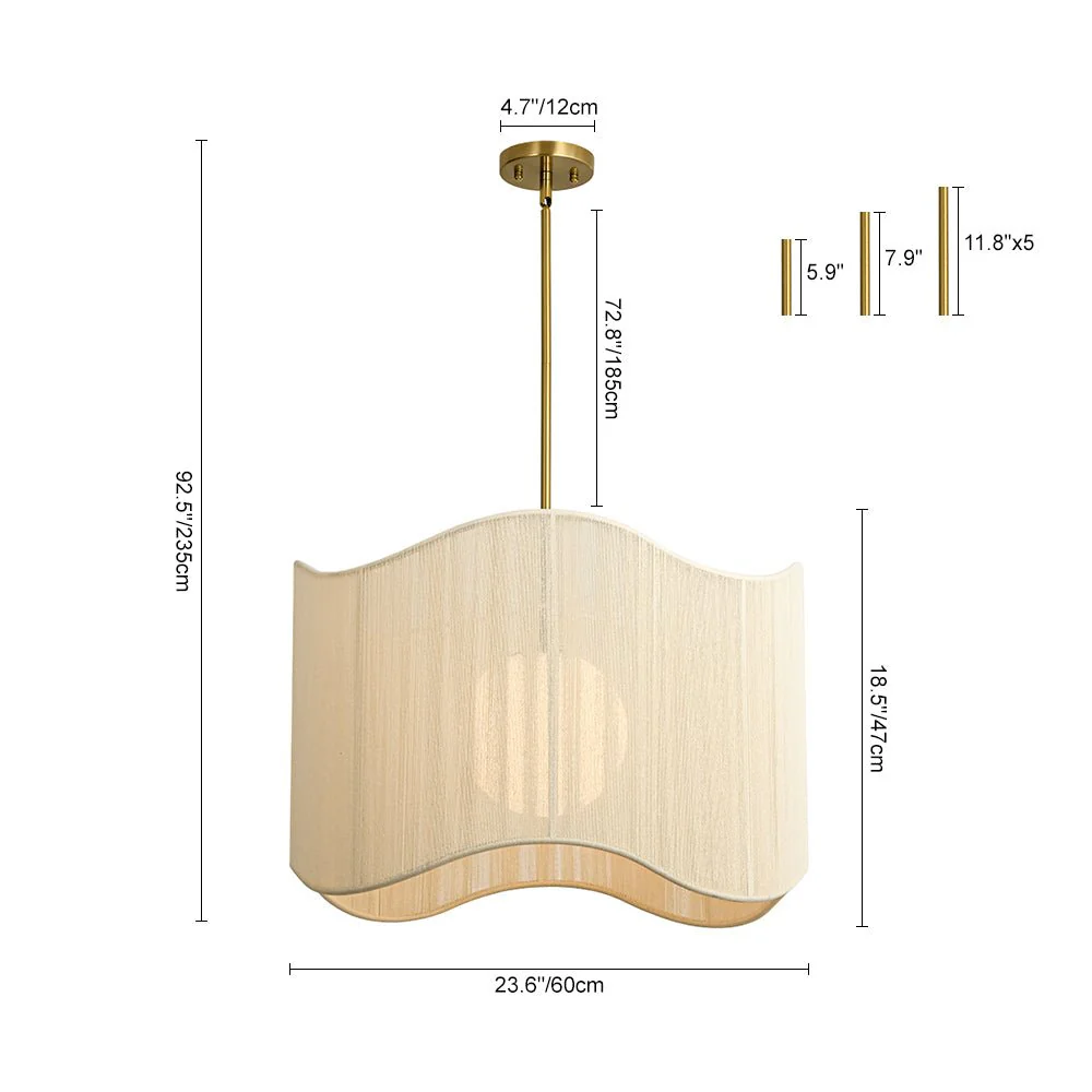 1-Light Beige Woven Thread Wavy Drum Cage Chandelier - Image 18