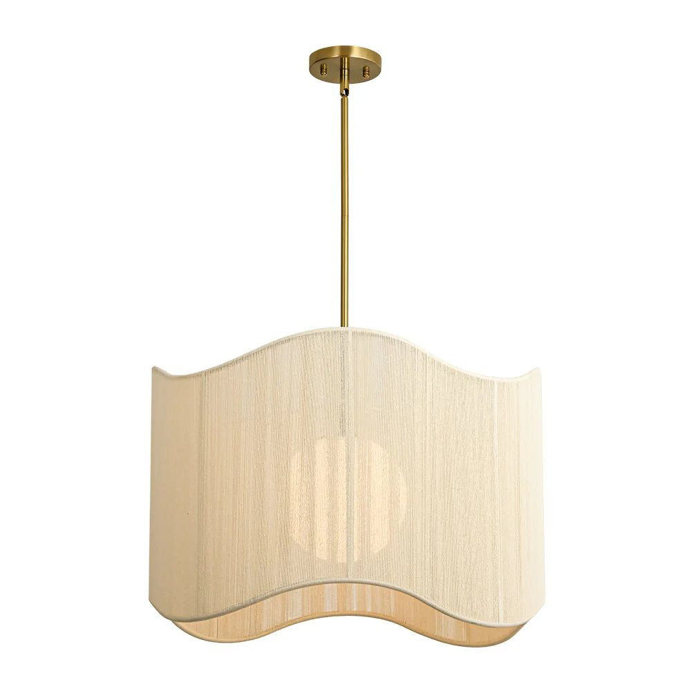1-Light Beige Woven Thread Wavy Drum Cage Chandelier - Image 3