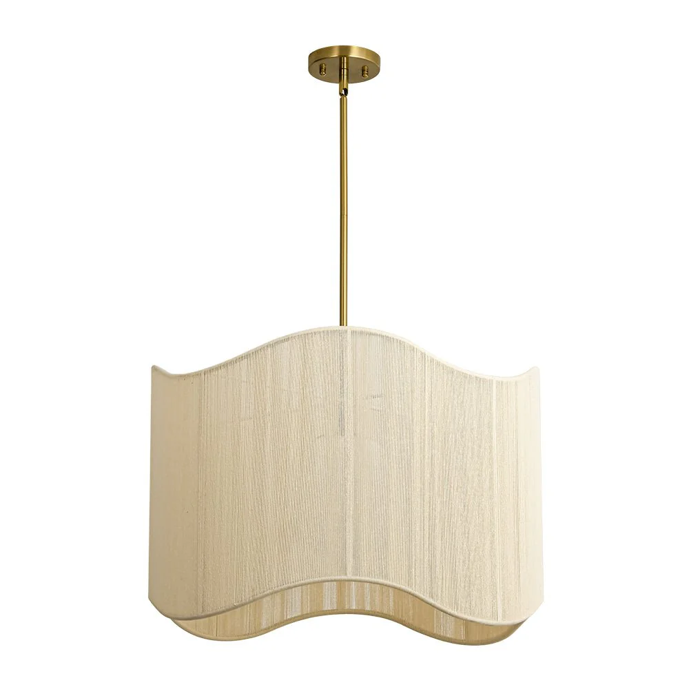 1-Light Beige Woven Thread Wavy Drum Cage Chandelier - Image 4