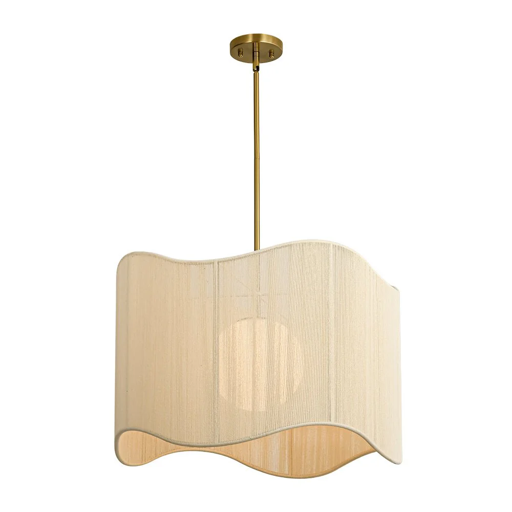 1-Light Beige Woven Thread Wavy Drum Cage Chandelier - Image 5