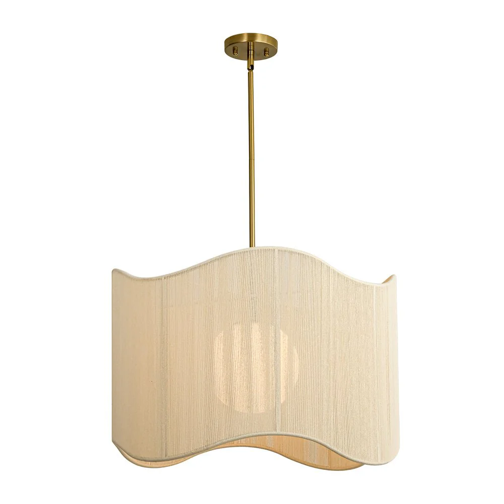 1-Light Beige Woven Thread Wavy Drum Cage Chandelier - Image 6