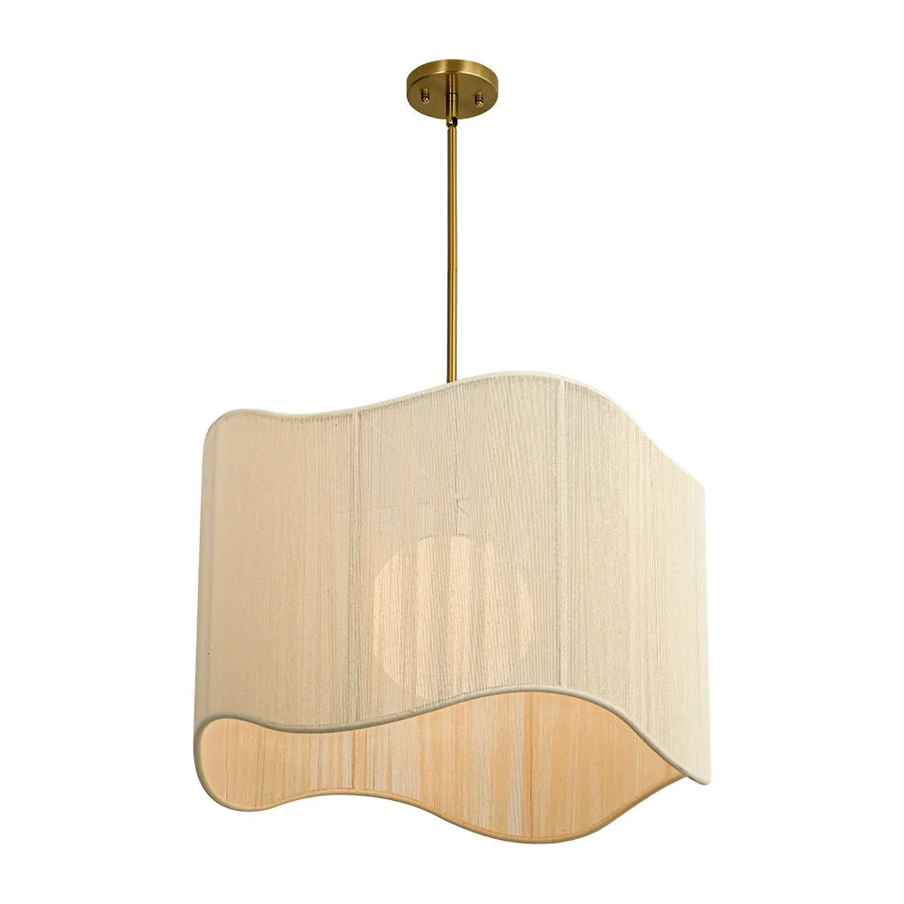 1-Light Beige Woven Thread Wavy Drum Cage Chandelier - Image 7