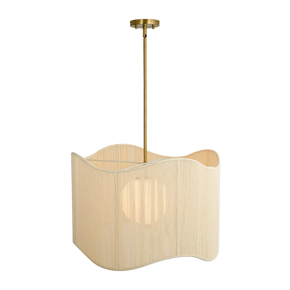 1-Light Beige Woven Thread Wavy Drum Cage Chandelier - Image 8