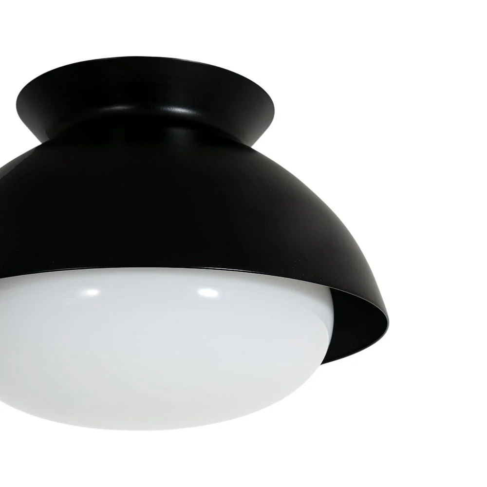 1-Light Black Dome Frosted Glass Shade Semi Flush Mount - Image 11