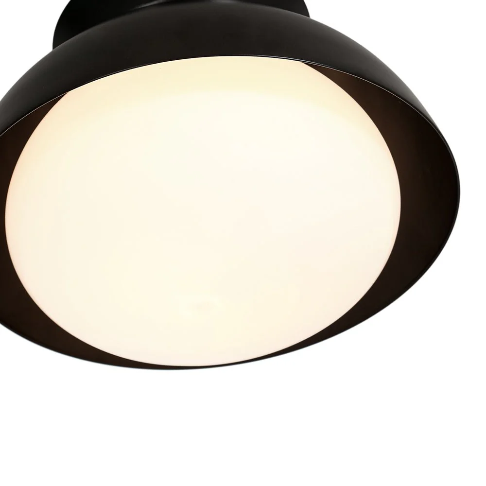 1-Light Black Dome Frosted Glass Shade Semi Flush Mount - Image 9