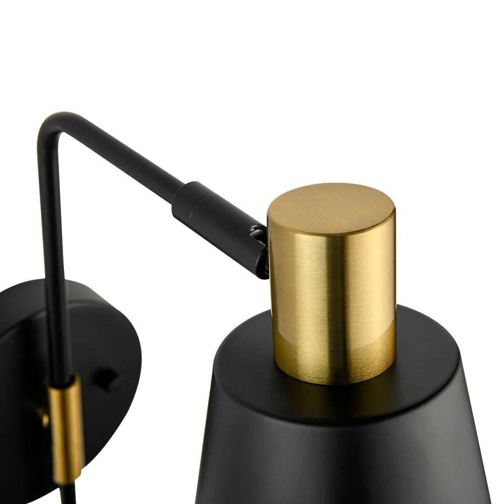 1-Light Black Gold 90-Degree Adjustable Cone Wall Lamp - Image 11