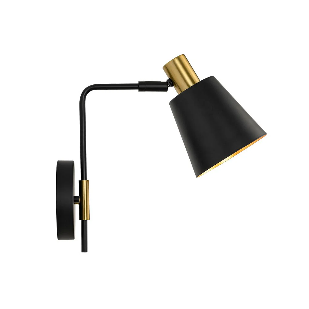 1-Light Black Gold 90-Degree Adjustable Cone Wall Lamp - Image 3