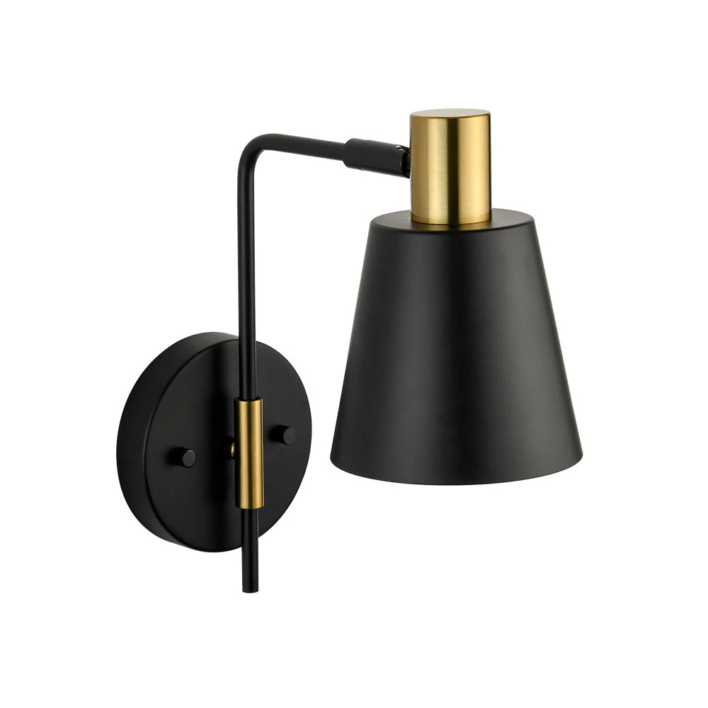 1-Light Black Gold 90-Degree Adjustable Cone Wall Lamp - Image 4