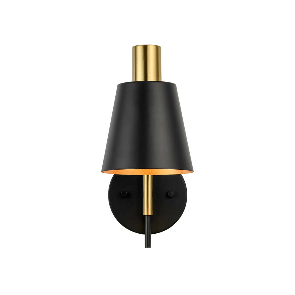1-Light Black Gold 90-Degree Adjustable Cone Wall Lamp - Image 5