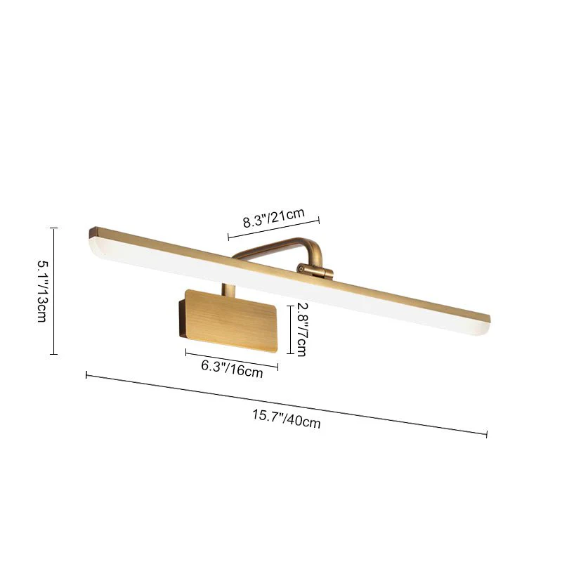 1-Light Brass Linear LED Vanity Light Picture Sconce - Image 10