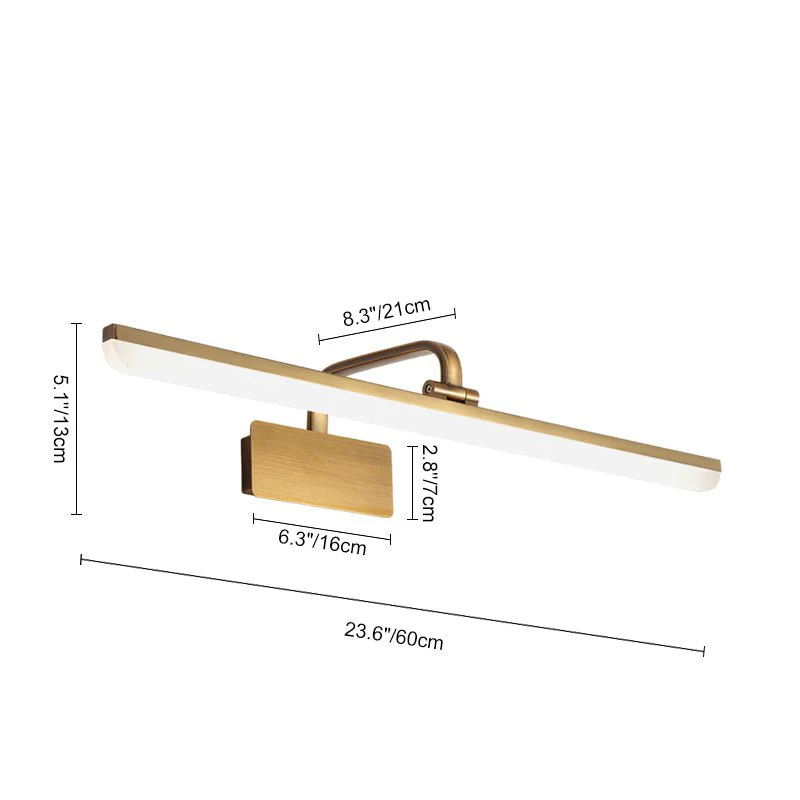 1-Light Brass Linear LED Vanity Light Picture Sconce - Image 11