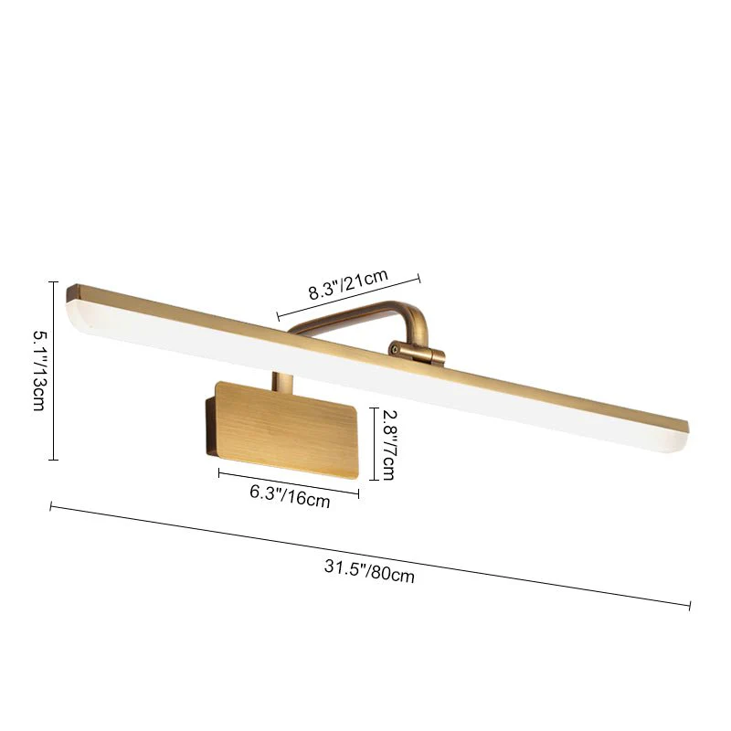 1-Light Brass Linear LED Vanity Light Picture Sconce - Image 9