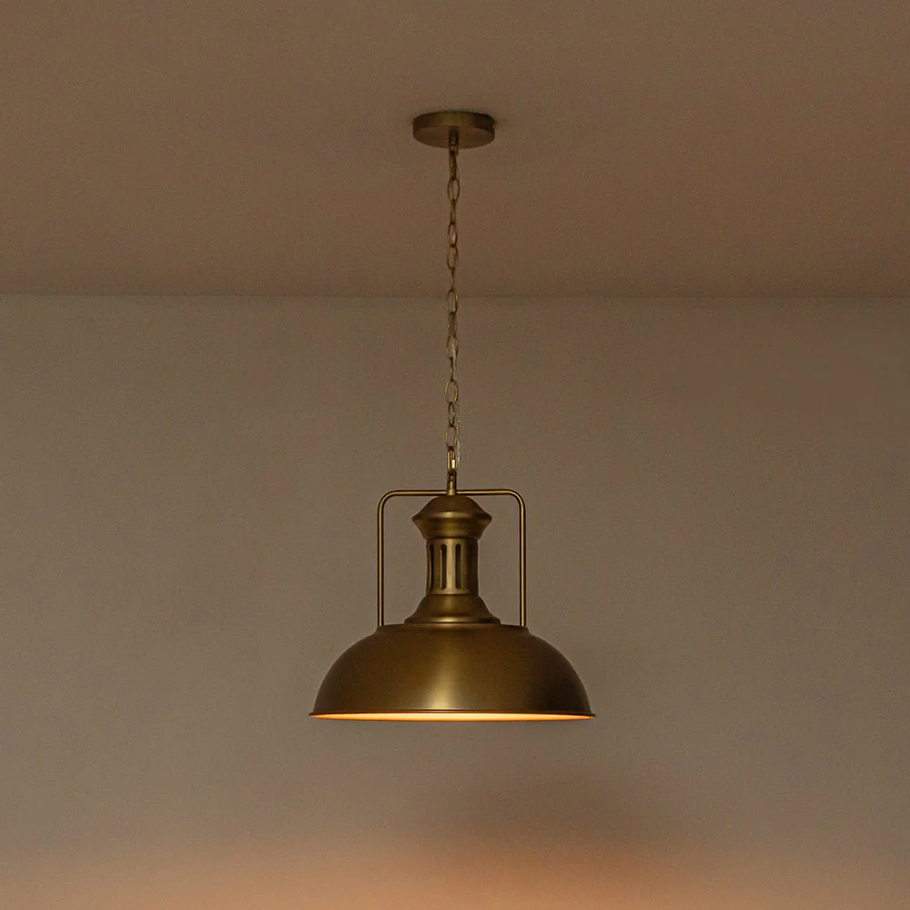 1-Light Brushed Brass Iron Dome Kitchen Pendant - Image 10