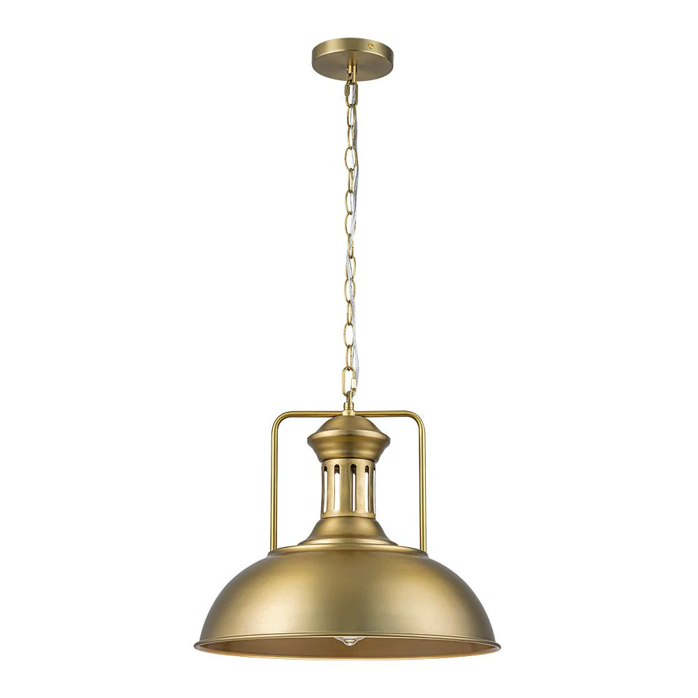 1-Light Brushed Brass Iron Dome Kitchen Pendant - Image 4