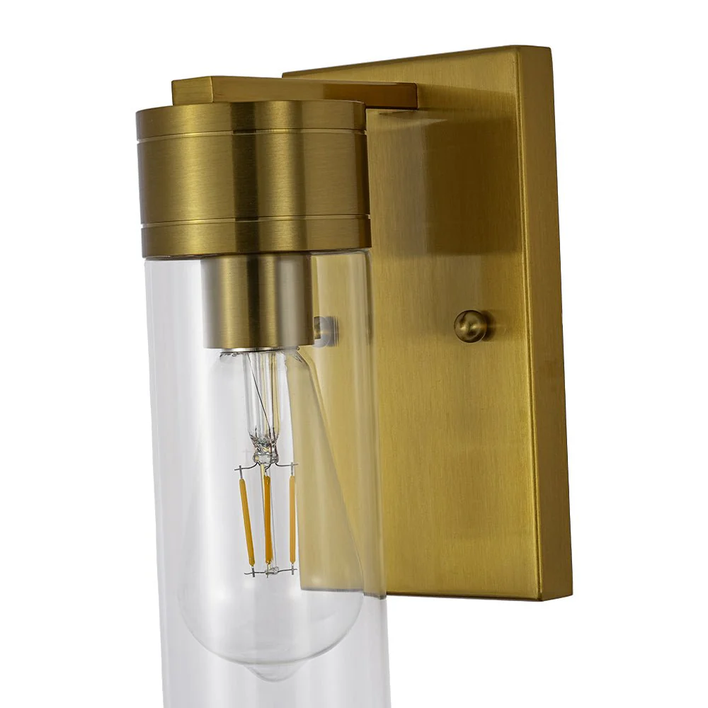 1-Light Clear Glass Cylinder Bathroom Vanity Wall Sconce - Image 10