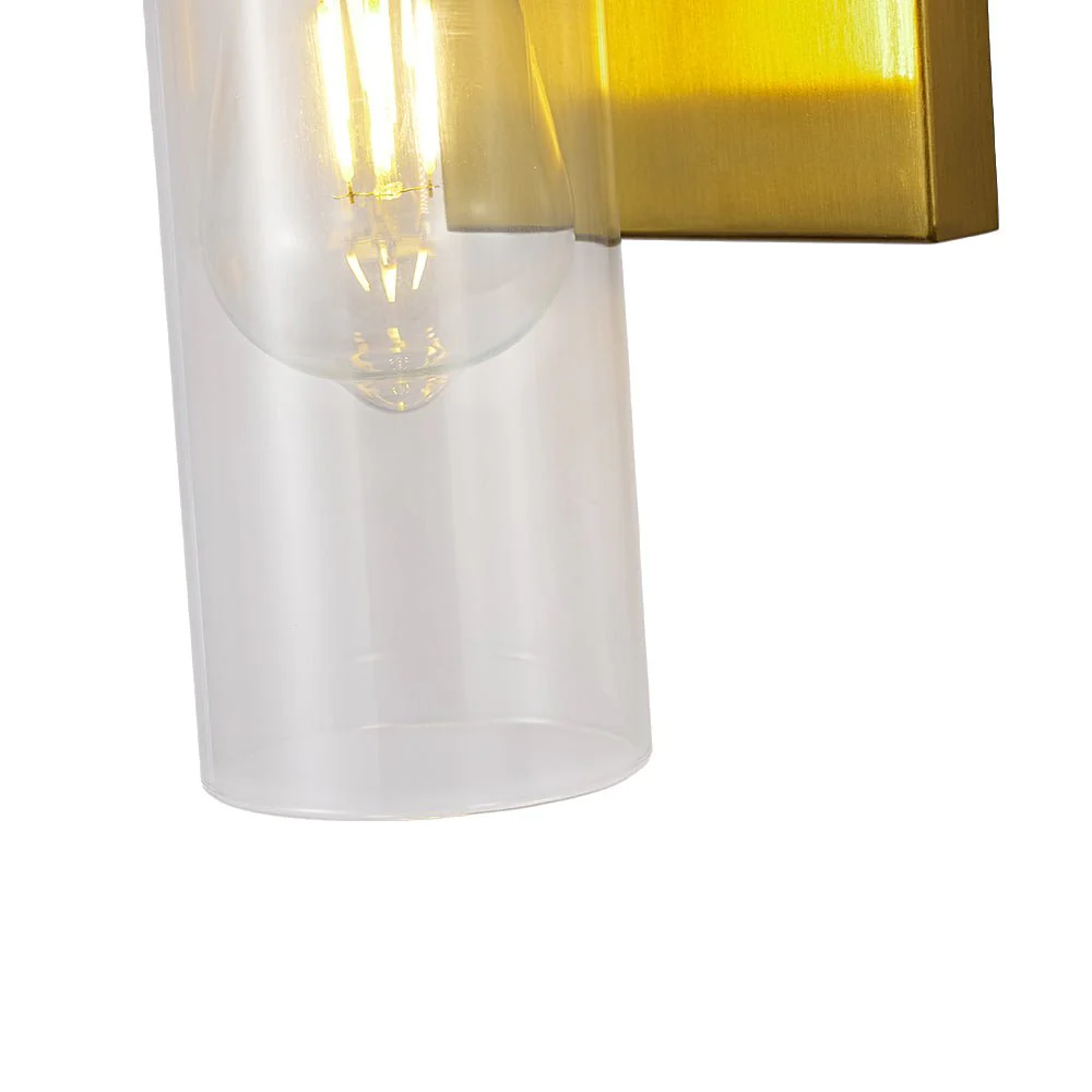 1-Light Clear Glass Cylinder Bathroom Vanity Wall Sconce - Image 11