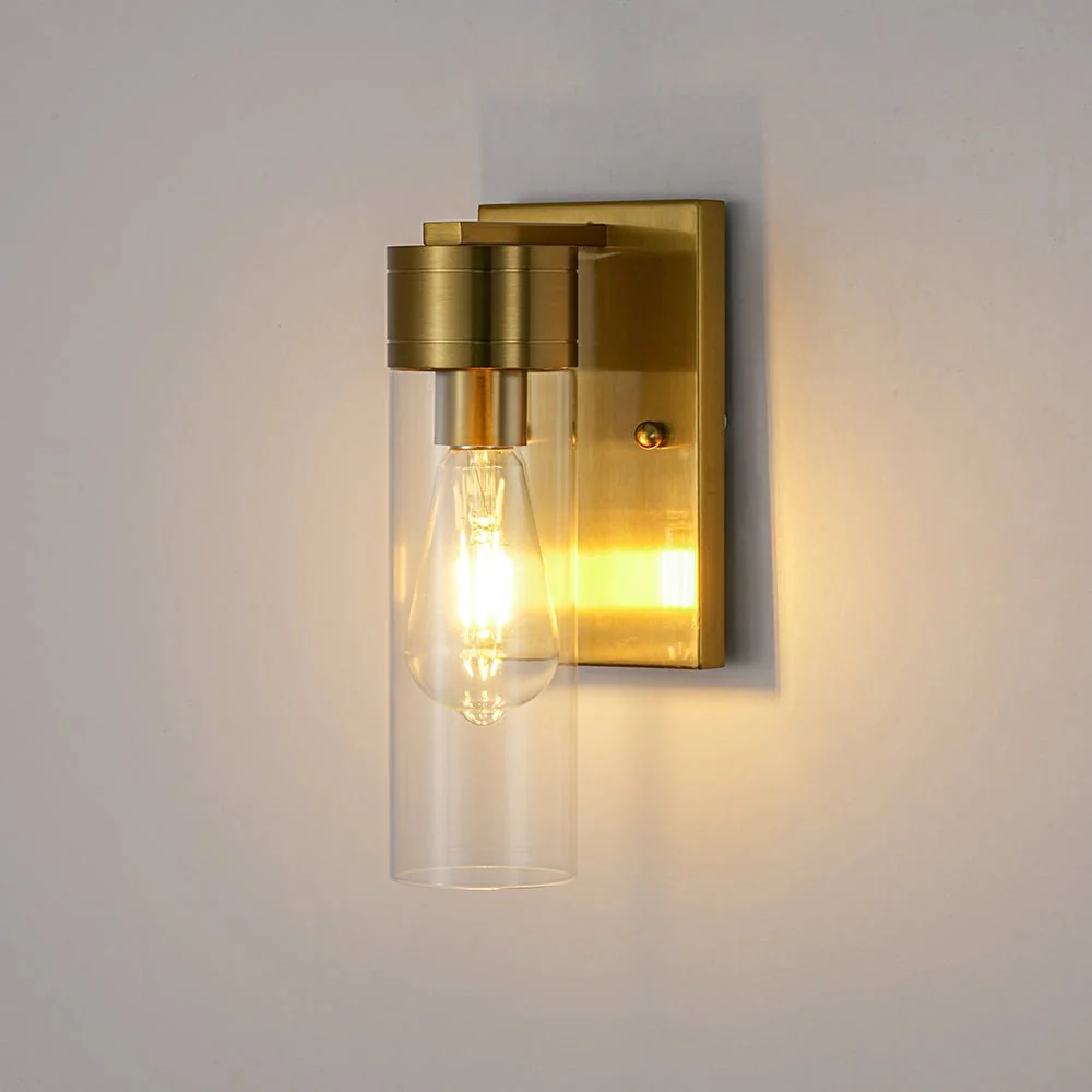 1-Light Clear Glass Cylinder Bathroom Vanity Wall Sconce - Image 12