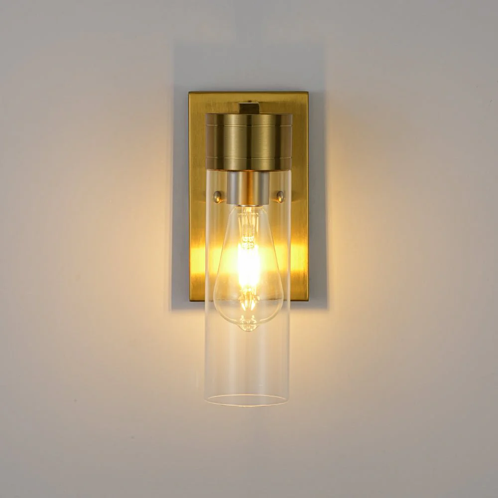 1-Light Clear Glass Cylinder Bathroom Vanity Wall Sconce - Image 13
