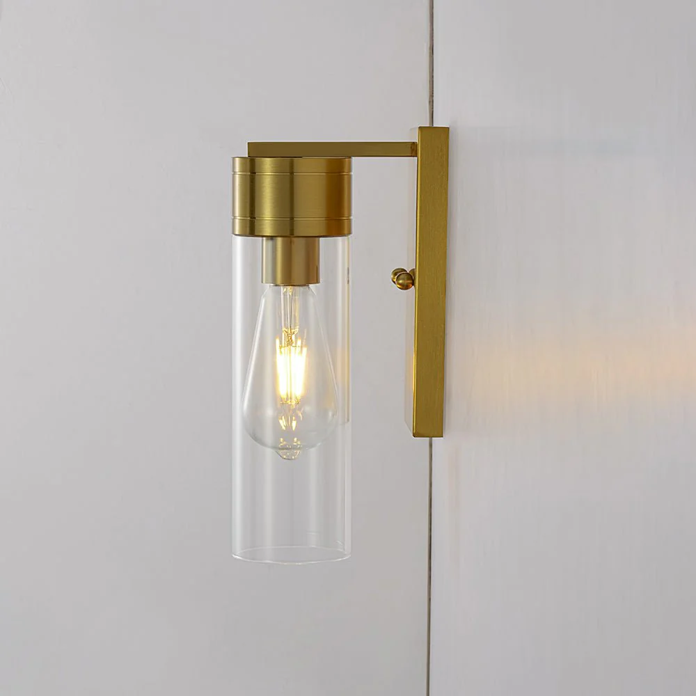 1-Light Clear Glass Cylinder Bathroom Vanity Wall Sconce - Image 14