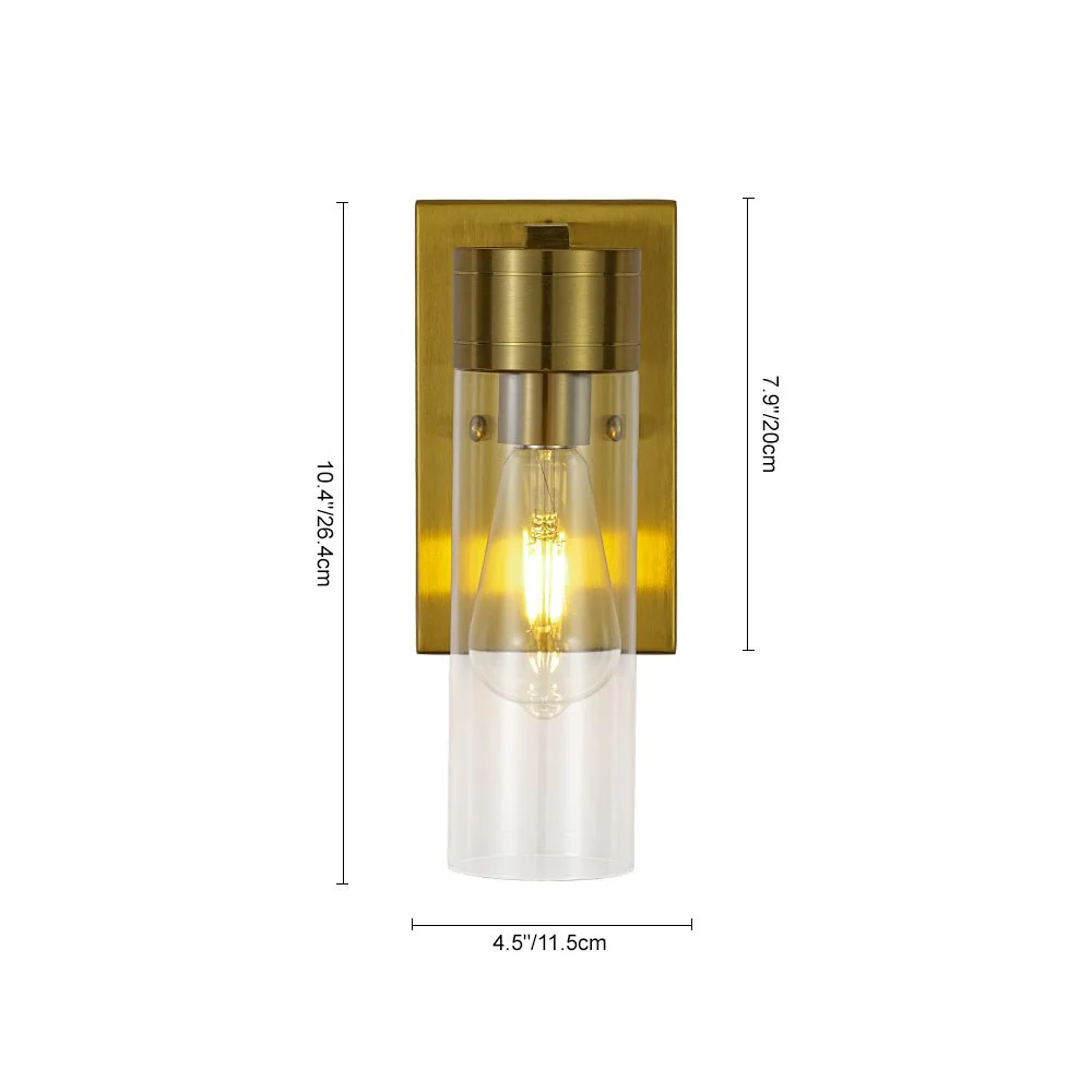 1-Light Clear Glass Cylinder Bathroom Vanity Wall Sconce - Image 15