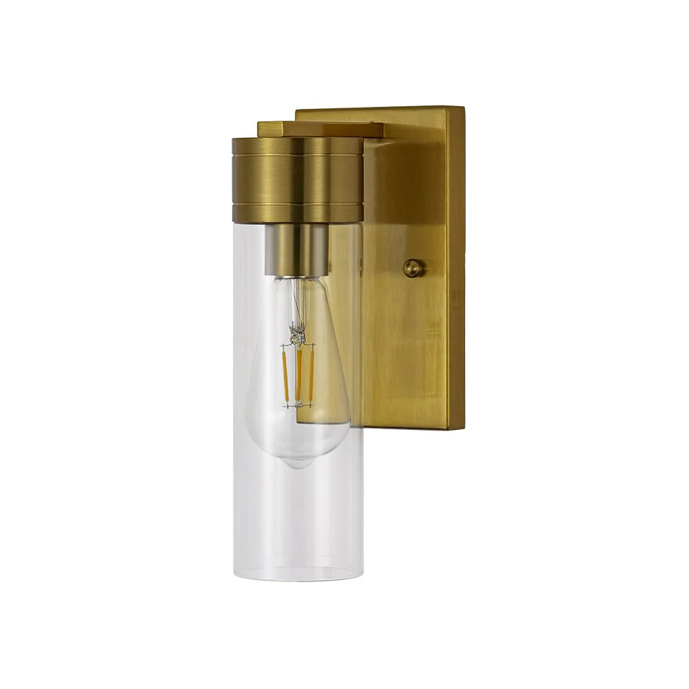 1-Light Clear Glass Cylinder Bathroom Vanity Wall Sconce - Image 3