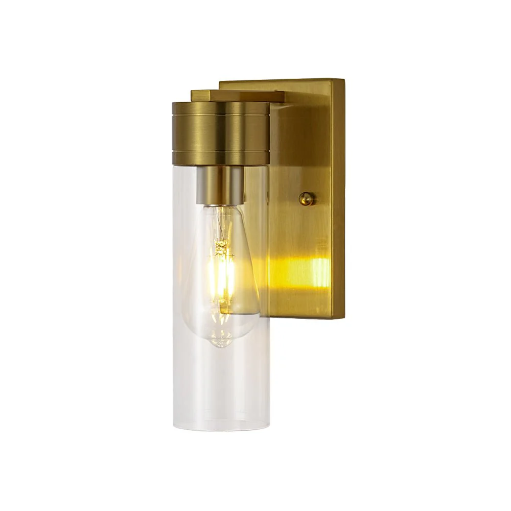 1-Light Clear Glass Cylinder Bathroom Vanity Wall Sconce - Image 4