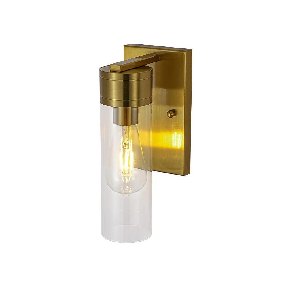1-Light Clear Glass Cylinder Bathroom Vanity Wall Sconce - Image 5