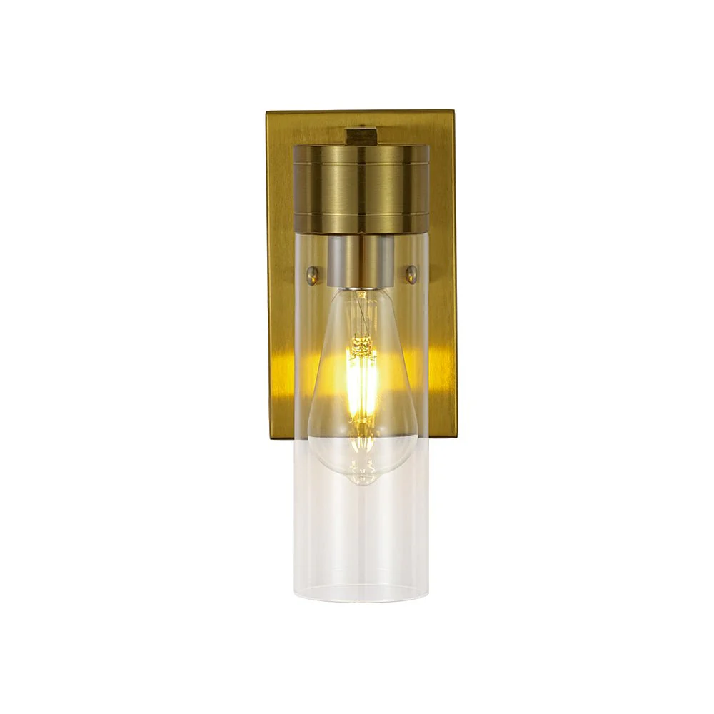 1-Light Clear Glass Cylinder Bathroom Vanity Wall Sconce - Image 6