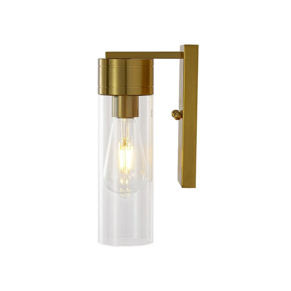 1-Light Clear Glass Cylinder Bathroom Vanity Wall Sconce - Image 7