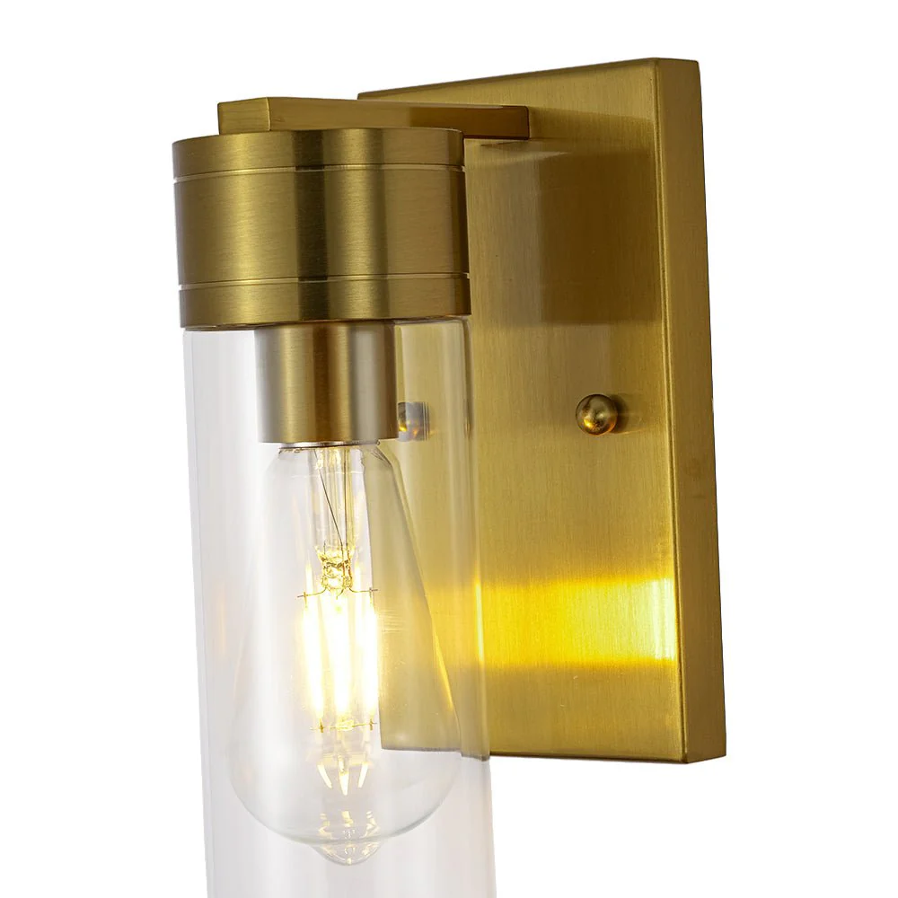 1-Light Clear Glass Cylinder Bathroom Vanity Wall Sconce - Image 9