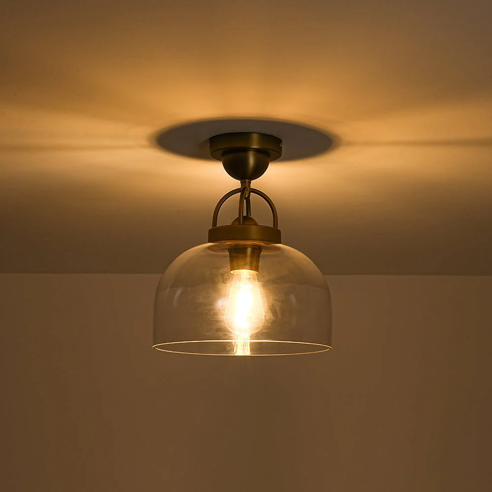 1-Light Clear Glass Dome Shade Semi Flush Mount - Image 10
