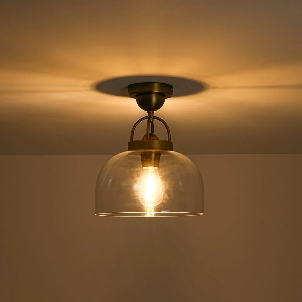 1-Light Clear Glass Dome Shade Semi Flush Mount - Image 11