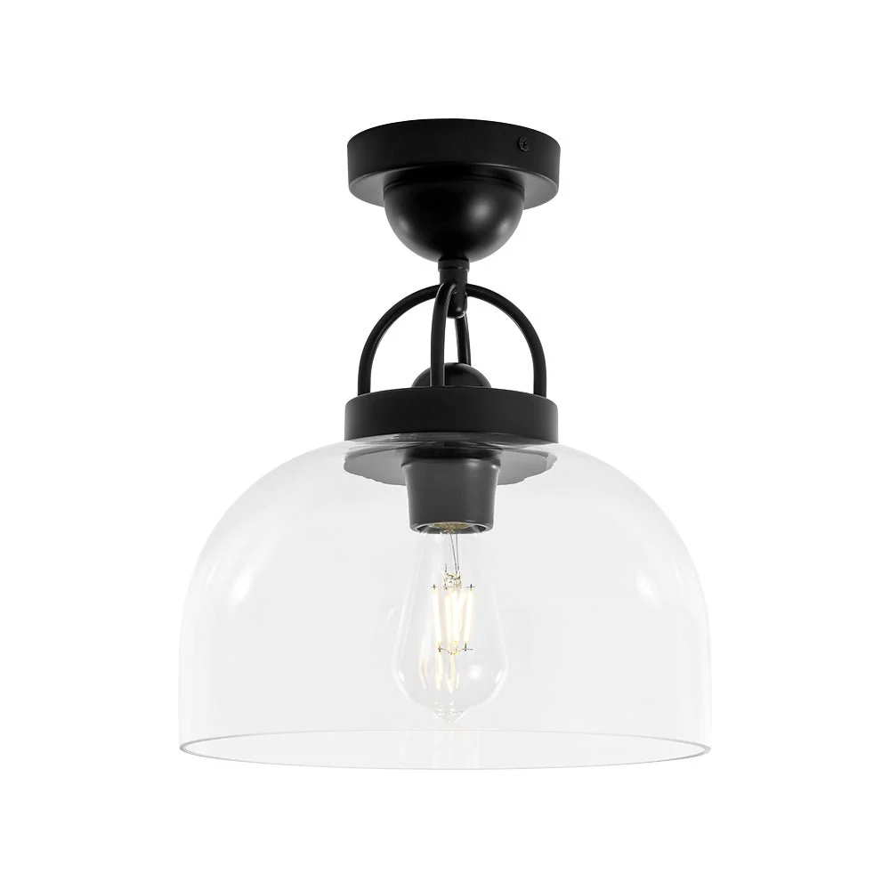1-Light Clear Glass Dome Shade Semi Flush Mount - Image 16