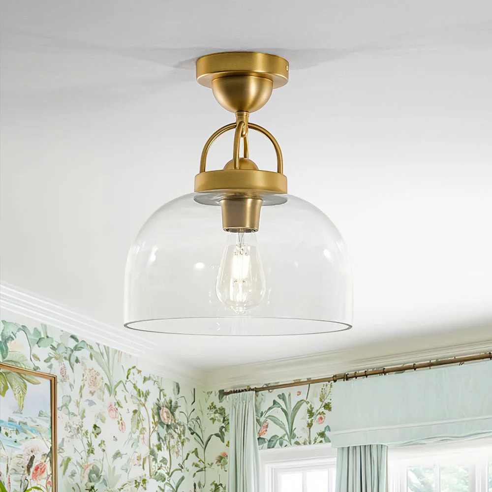 1-Light Clear Glass Dome Shade Semi Flush Mount - Image 2