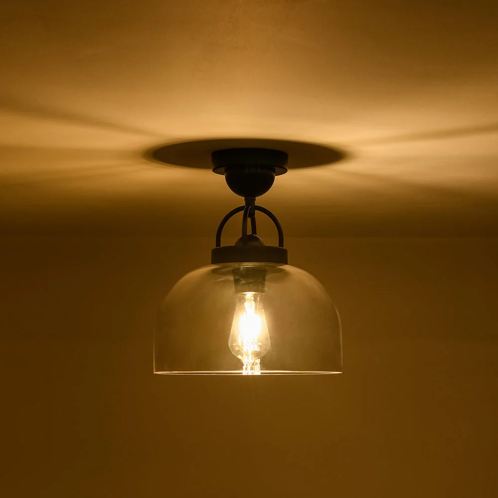 1-Light Clear Glass Dome Shade Semi Flush Mount - Image 20