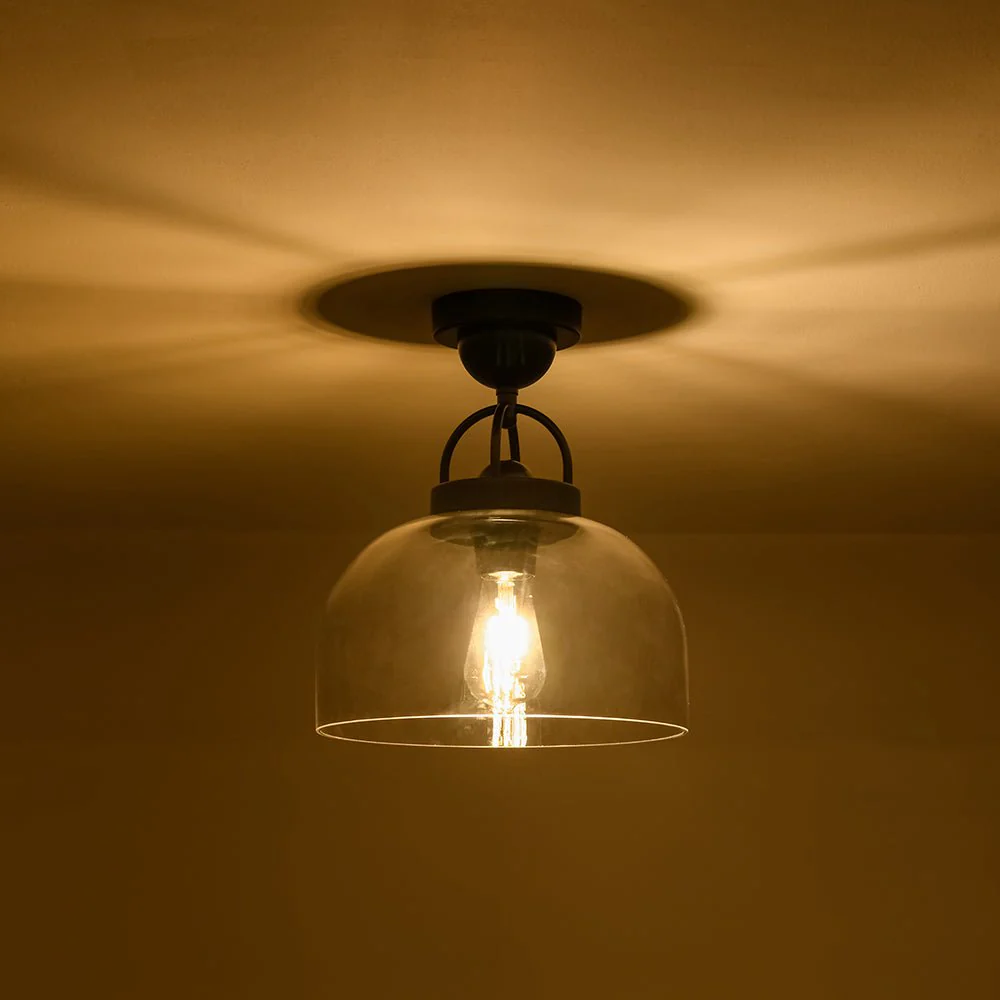 1-Light Clear Glass Dome Shade Semi Flush Mount - Image 21